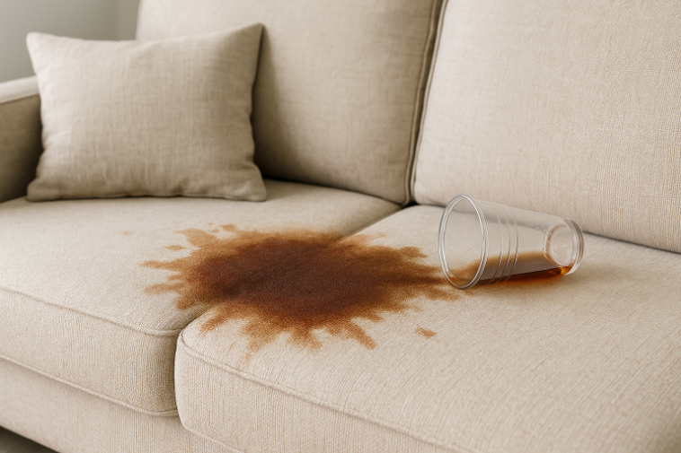 Soda Spilled on a clean Sofa