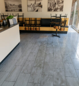 Break room tile cleaning